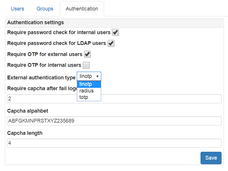 Laps web portal authentication settings