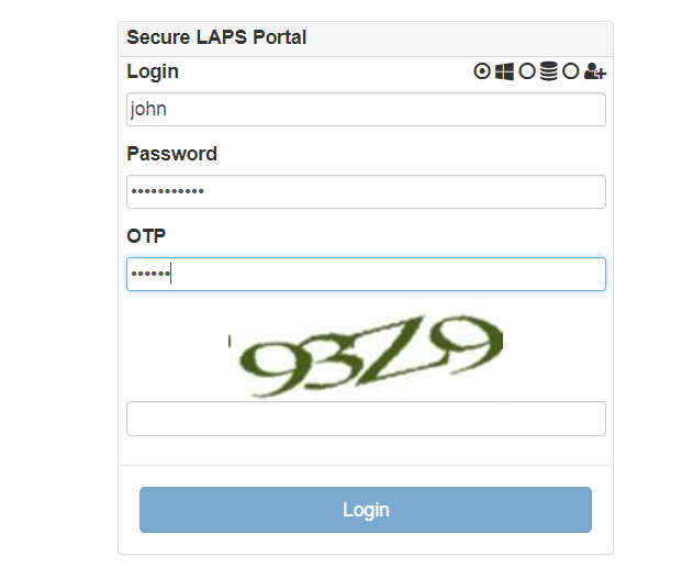 Access to web laps console protected by 2FA TOTP and capcha